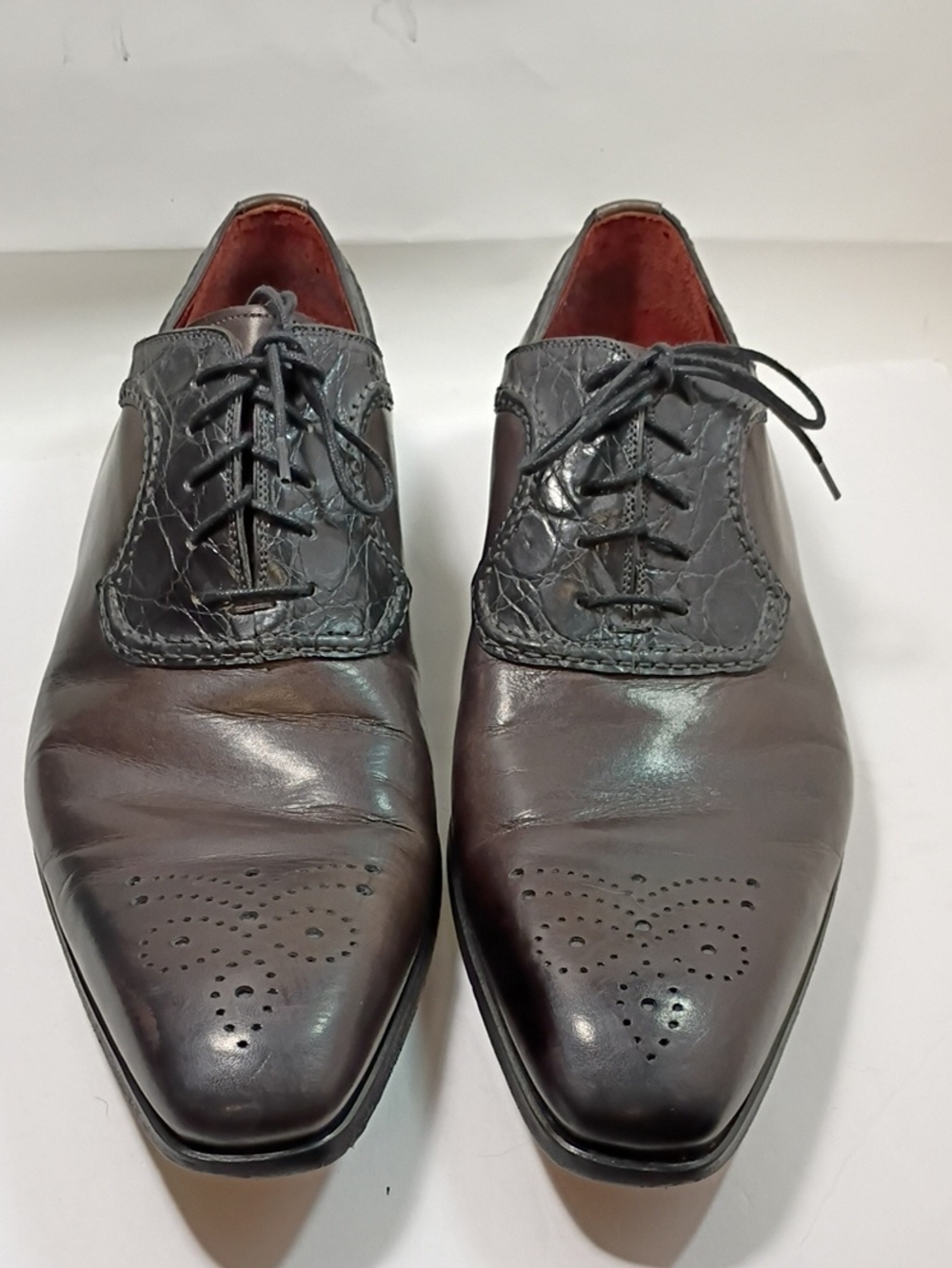 Magnanni Neiman Marcus Dark Brown Leather Lace-Up Oxfords Size 11 M